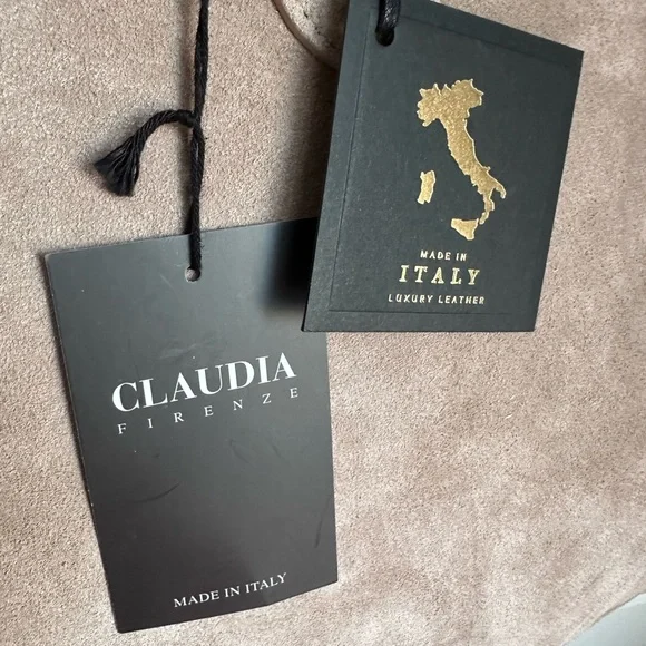 Viral Claudia Firenze Taupe Suede Leather Tote Satchel Bag NWT - Picture 5 of 8